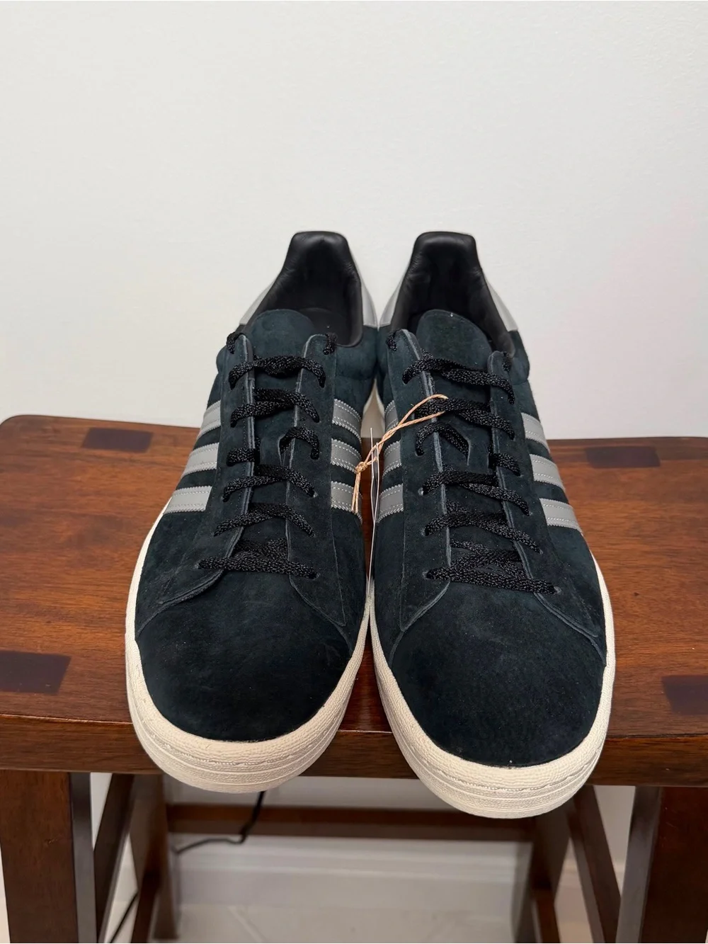 adidas Campus 80s GX7330 Men’s Size 14 Black Suede Silver Stripes Sneakers